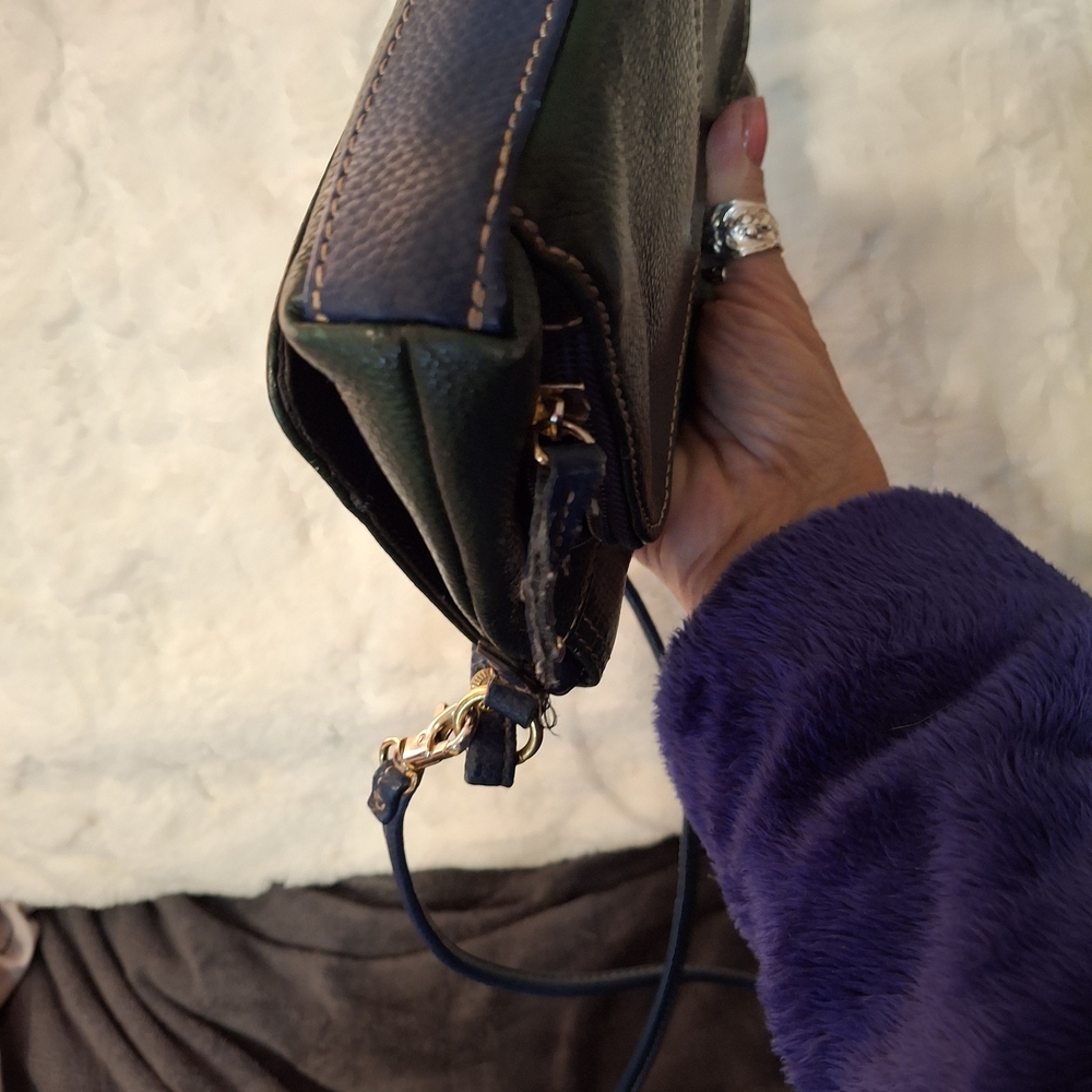 Tignanello Green and Blue Vintage Leather Crossbody Bag 8x6 - Picture 6 of 12